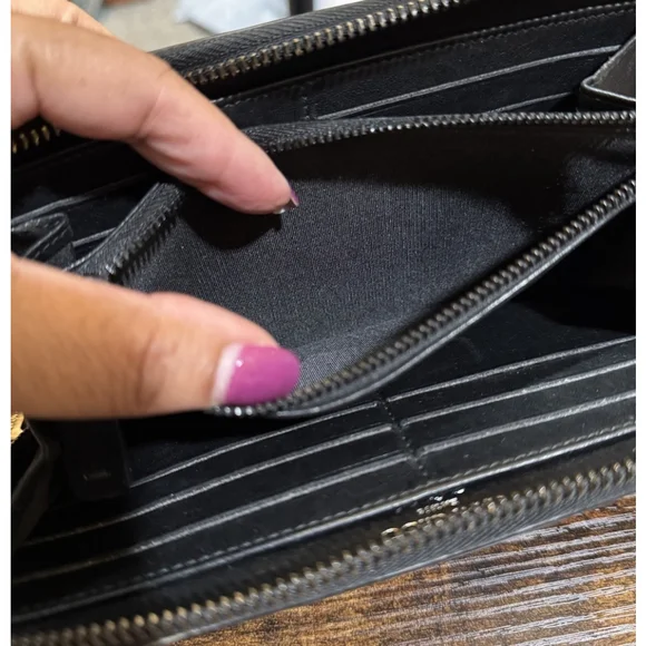 Jimmy Choo Carnaby Leather Wallet With Studs Black Gunmetal - Picture 9 of 16